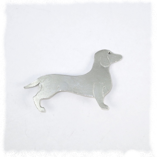 Sillver sausage drop/ dachshund brooch